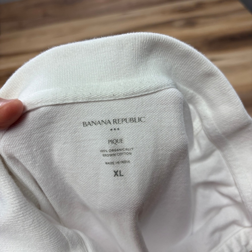 Banana Republic Polo Shirt Mens XL Minimalist Organic Cotton Pique White Classic - Picture 2 of 6